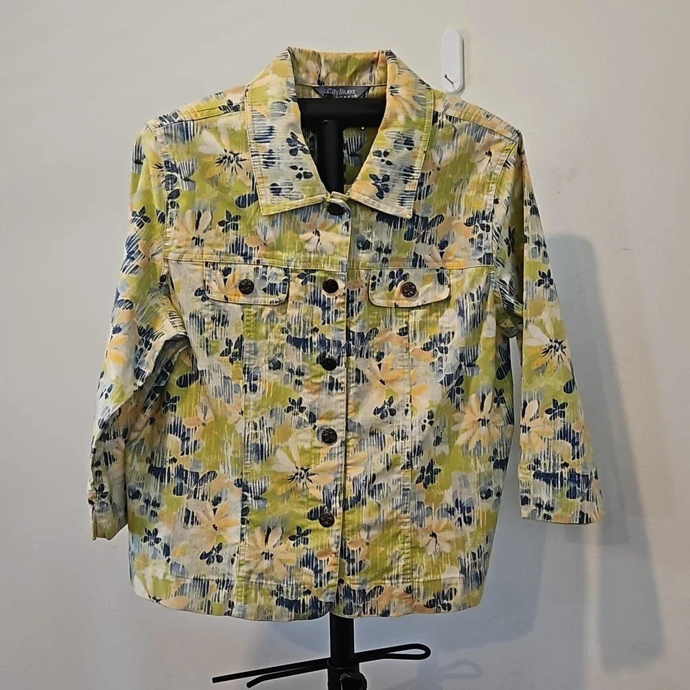 KORET CITY BLUES VINTAGE WOMEN'S MULTICOLOR FLORAL 3/4 SLEEVE  JACKET SIZE L - Picture 3 of 9